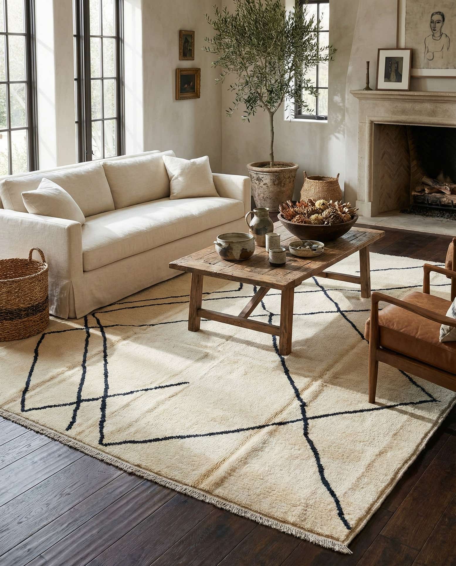 8' x 9' 5 Hand Knotted Moroccan Wool Rug
