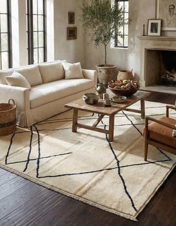 8' x 9' 5 Hand Knotted Moroccan Wool Rug