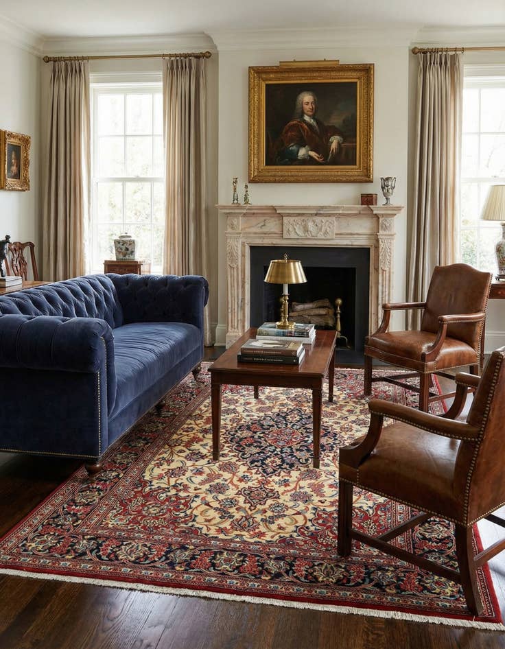 Detail image of  4' 8 x 6' 11  Hand Knotted Qom Persian Rug