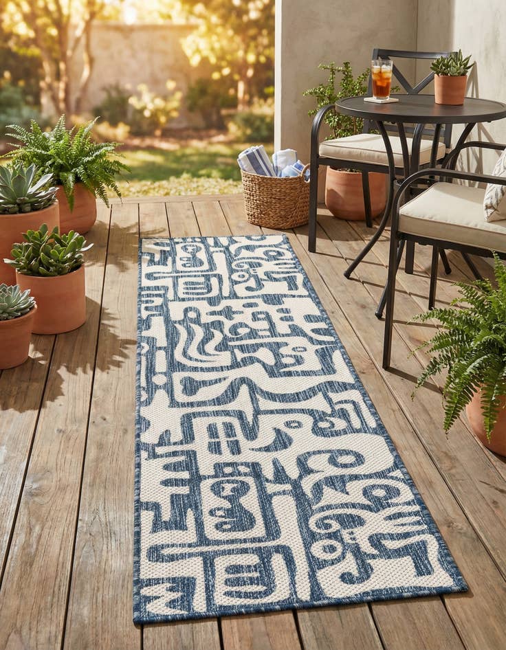 Detail image of 2' x 8'  Washable Modern Indoor / Outdoor Runner Rug