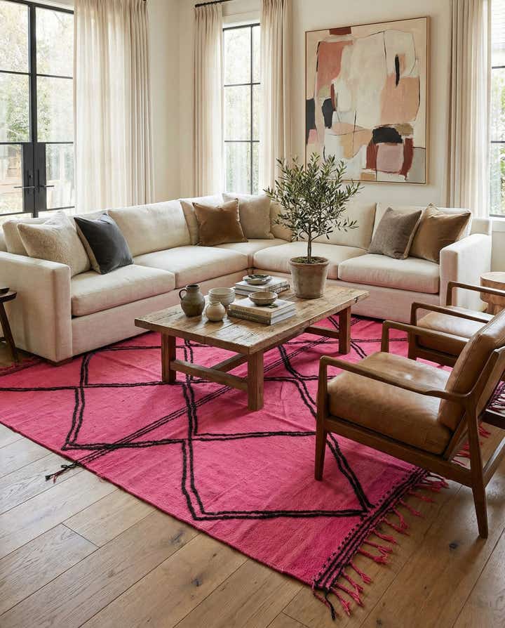 7' x 9' 6 Hand Knotted Moroccan Wool Rug