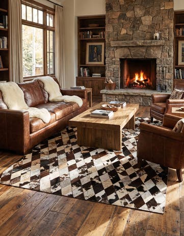 4' 8 x 6' 8 Cowhide Stocks Rug