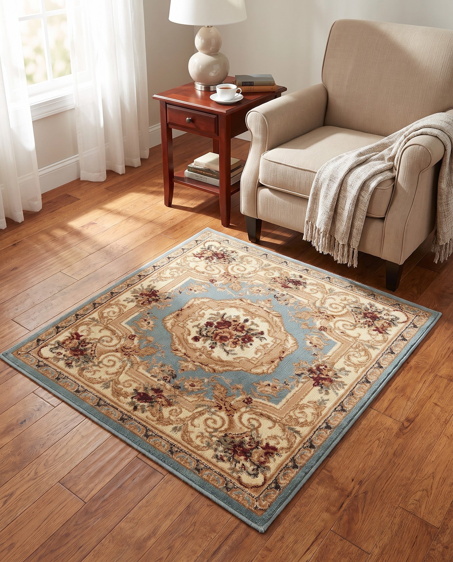 3' x 3' Classic Aubusson Square Rug