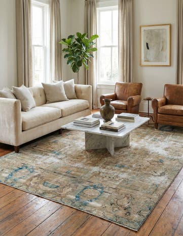 7' 2 x 10' Hand Knotted Ultra Vintage Persian Wool Rug