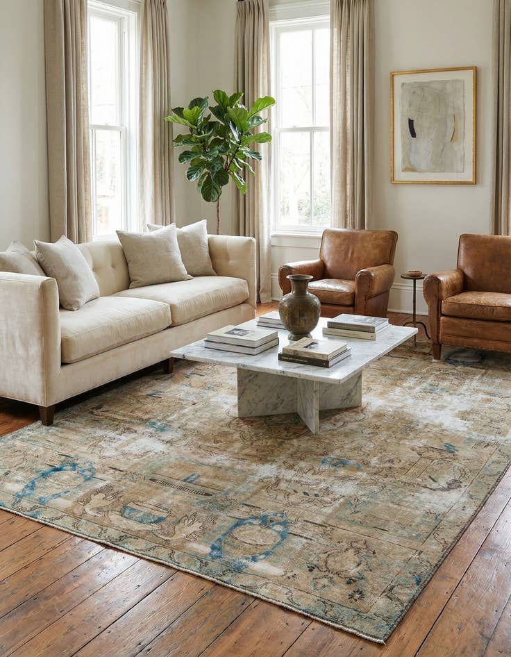 Detail image of 7' 2 x 10'  Hand Knotted Ultra Vintage Persian Wool Rug