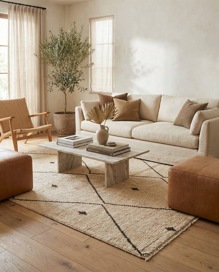 Detail image of 6' 2 x 9' 3 Hand Knotted Moroccan Wool Rug