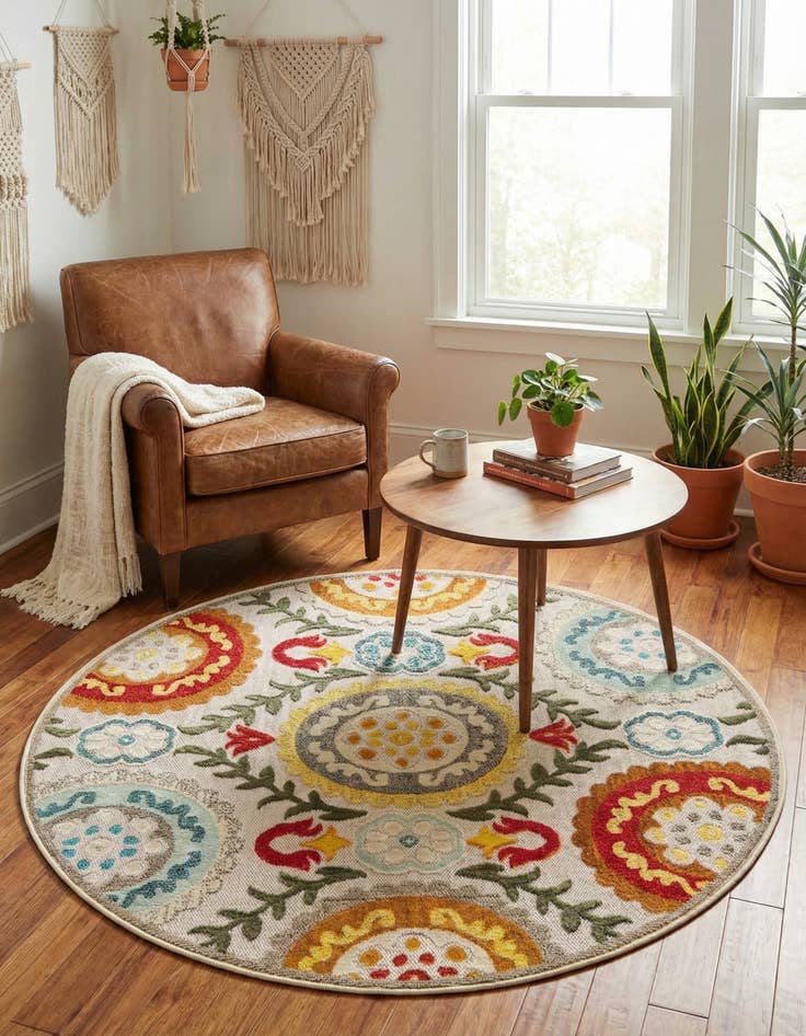 Detail image of 6' x 6' Easy-Clean Casablanca Indoor / Outdoor Round Rug