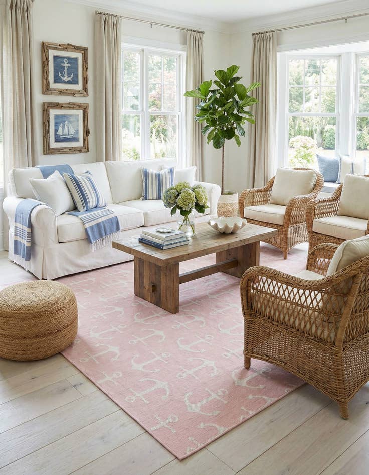 Detail image of 13' x 13'  Washable Coastal Indoor / Outdoor Square Rug