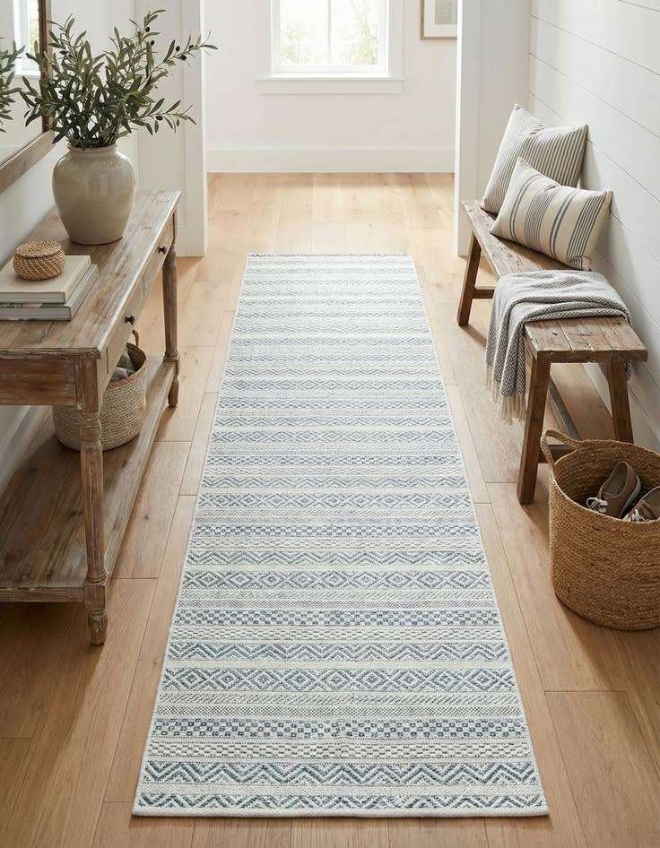 Detail image of 2' x 8'  Washable Striped Indoor / Outdoor Runner Rug