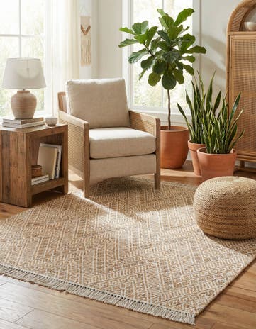 5' 1 x 5' 1 Handmade Braided Jute Square Rug