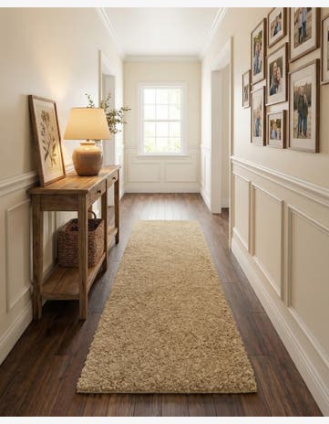 Khaki Soft Solid Shag Runner Rug