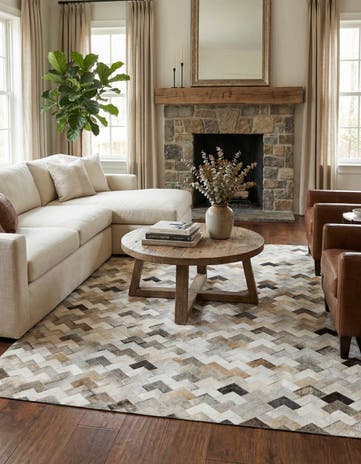 5' 7 x 7' 10 Cowhide Stocks Rug