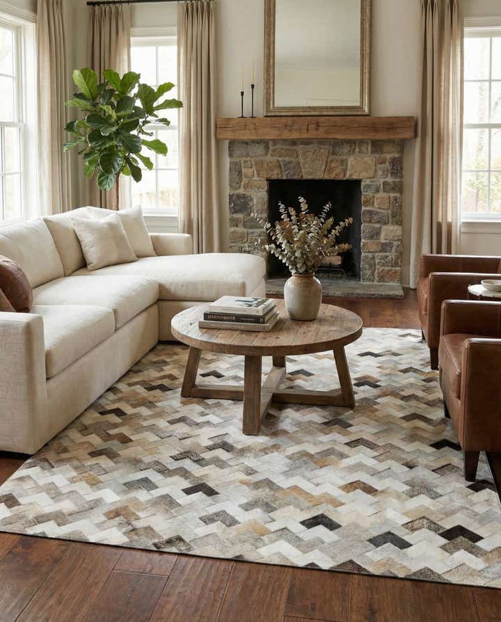 5' 7 x 7' 10 Cowhide Stocks Rug