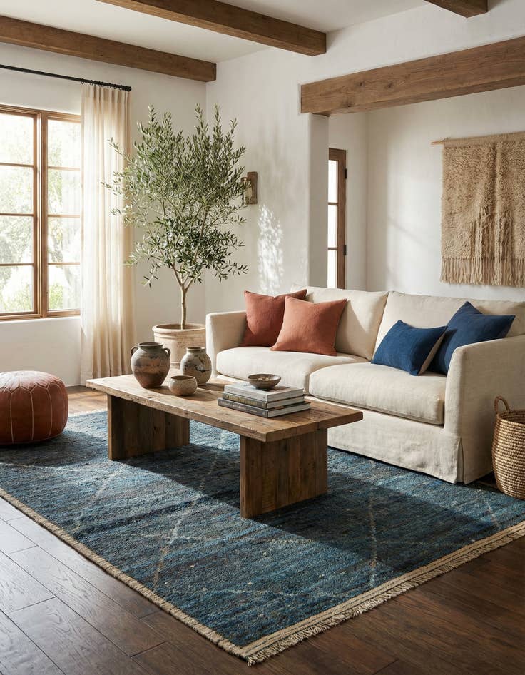 Detail image of 5' 2 x 8' 7  Hand Knotted Moroccan Wool Rug