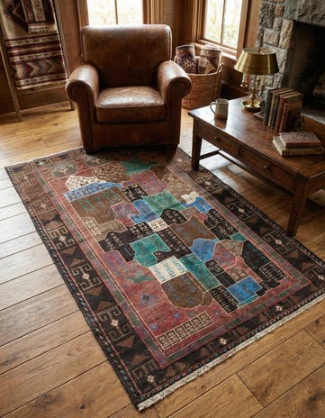 3' 9 x 6' 8 Hand Knotted Ultra Vintage Persian Wool Rug
