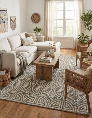 Gray and Ivory Hand Woven Chenille Jute Rug