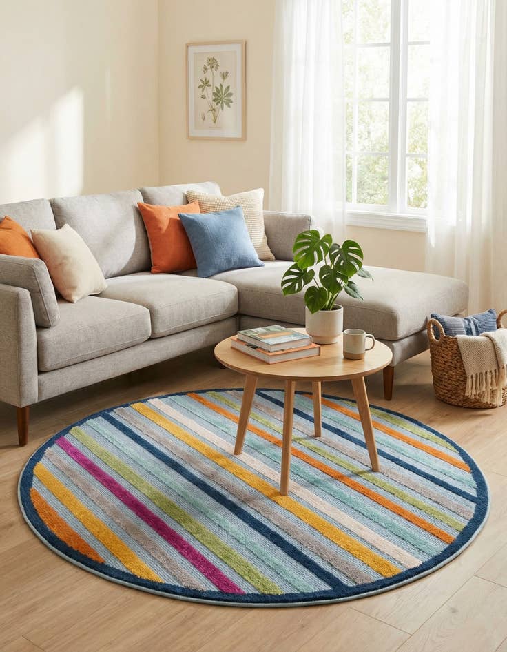 Detail image of 5' 3 x 5' 3  Washable Aruba Indoor / Outdoor Round Rug