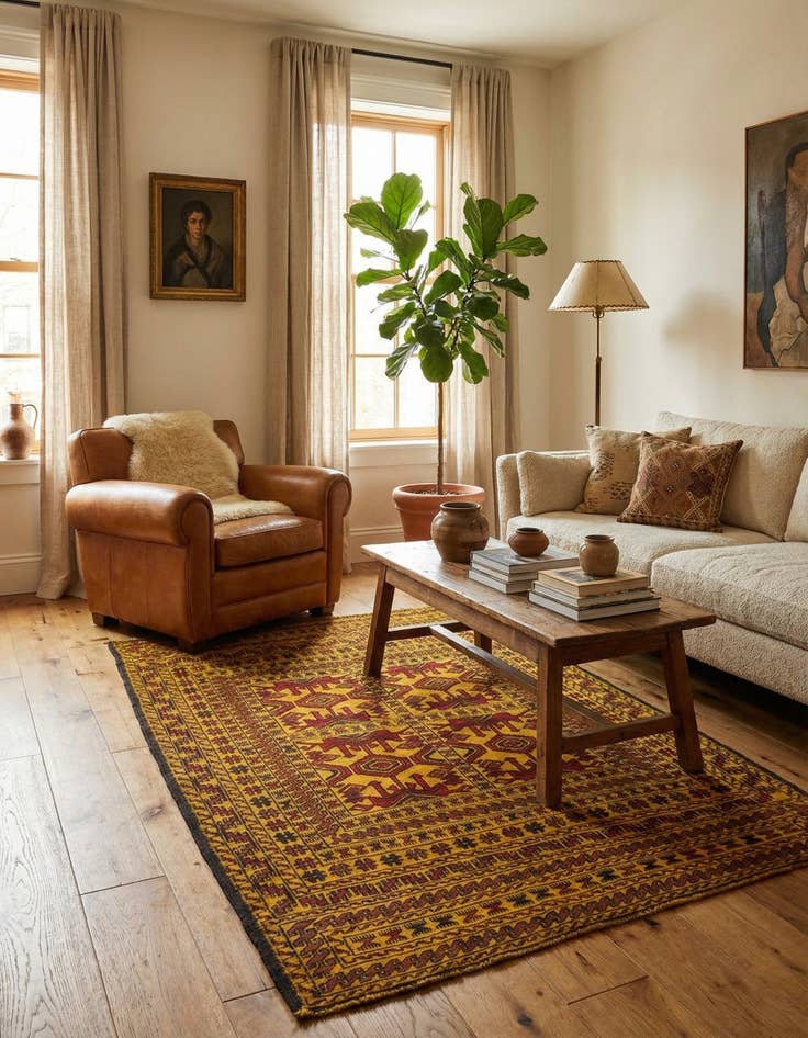 Detail image of 4' x 6'  Hand Woven Kilim Afghan Wool Rug