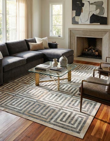 5' 3 x 8' Cowhide Leather Rug