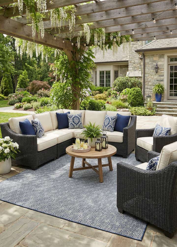 9' 5 x 12' Easy-Clean Lattice Indoor / Outdoor Rug