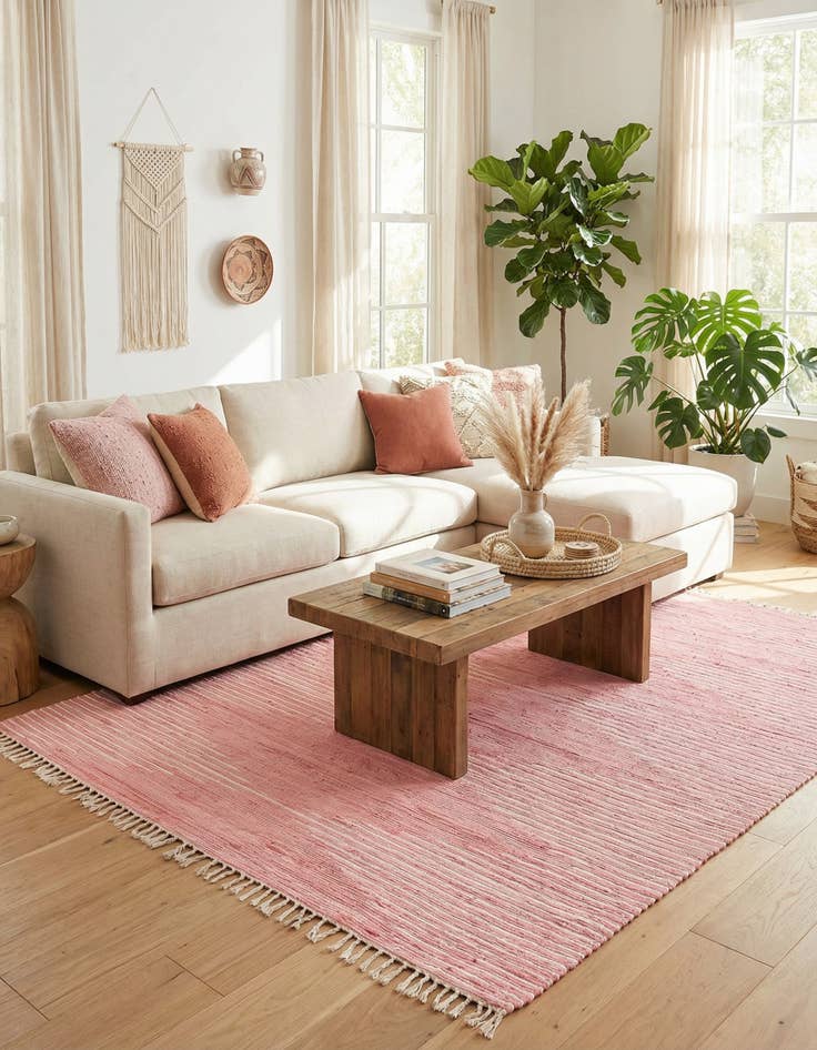 Detail image of  9' x 12'  Hand Woven Chindi Cotton Rug