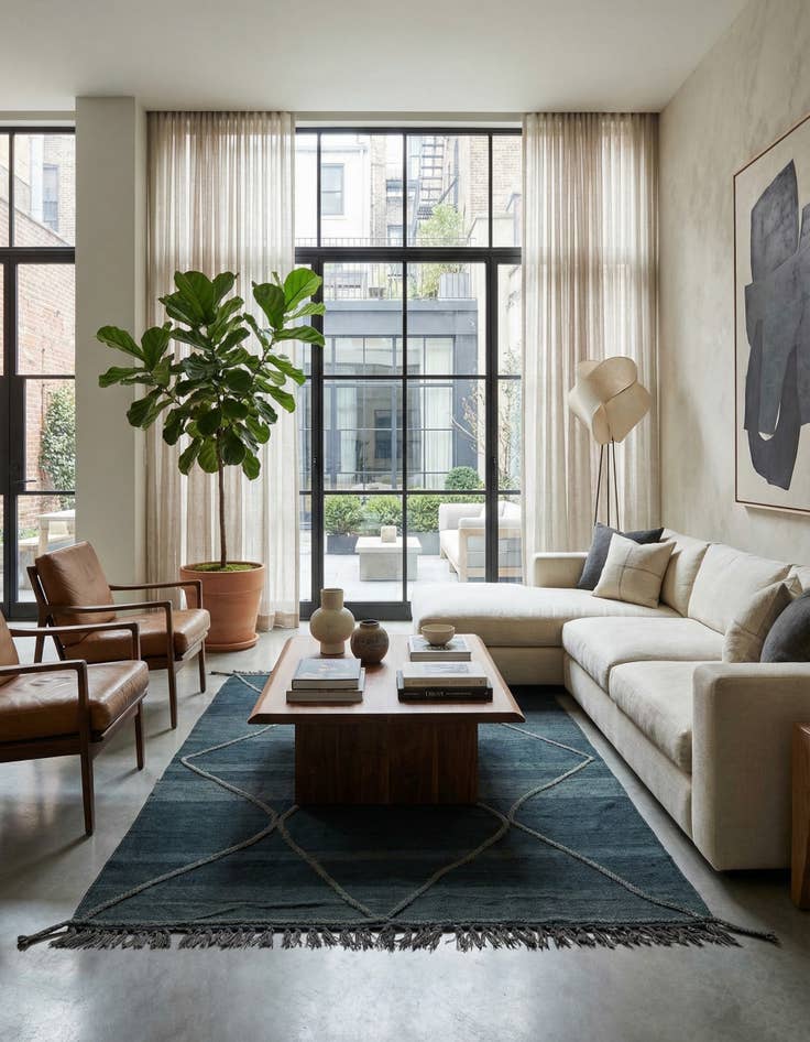 Detail image of 4' 4 x 6'  Hand Woven Kilim Modern Wool Rug