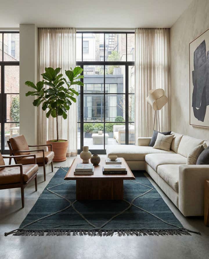 4' 4 x 6' Hand Woven Kilim Modern Wool Rug