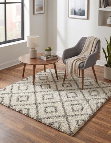 5' 3 x 5' 3 Lattice Shag Square Rug