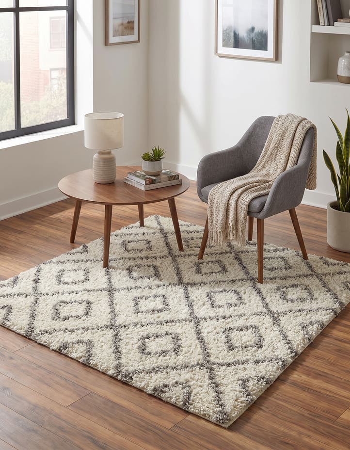 5' 3 x 5' 3 Lattice Shag Square Rug