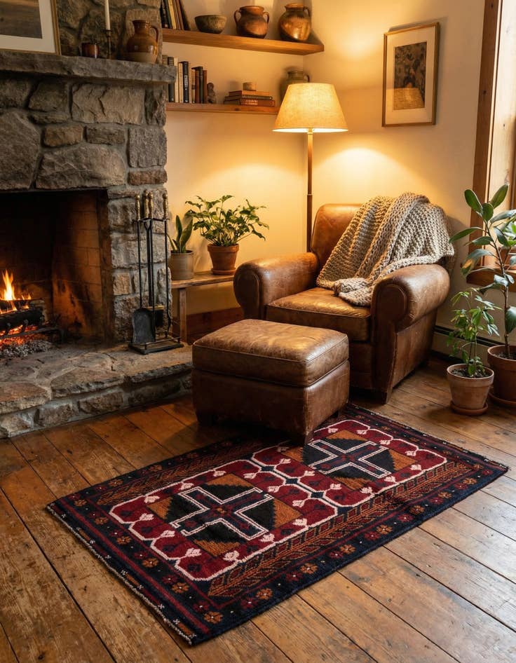 Detail image of 2' 10 x 4' 9  Hand Knotted Balouch Persian Wool Rug