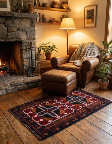 2' 10 x 4' 9 Hand Knotted Balouch Persian Wool Rug