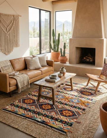 4' x 5' 9 Hand Knotted Marok Kilim Rug