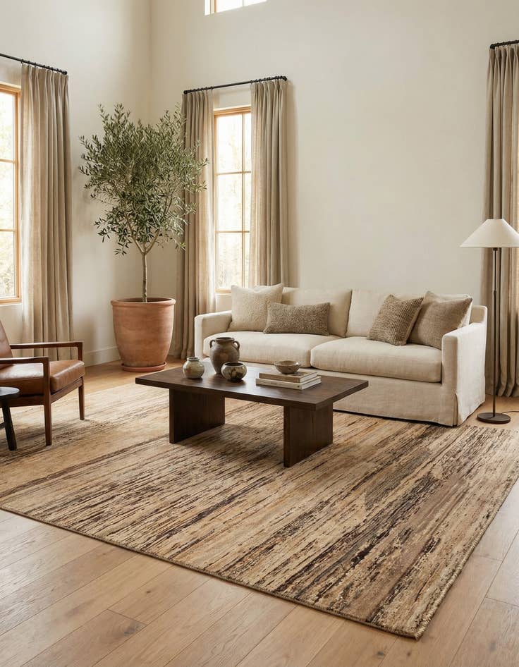 Detail image of 6' 4 x 9' 3 Hand Knotted Modern Ziegler Wool Rug