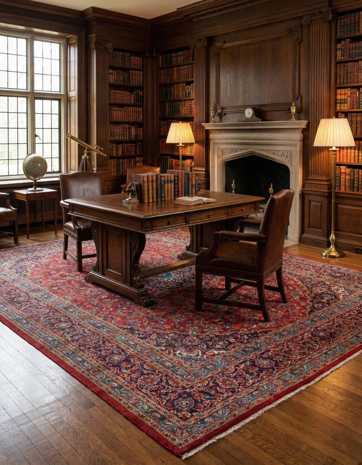 Detail image of  9' 8 x 12' 7  Hand Knotted Mashad Persian Wool Rug