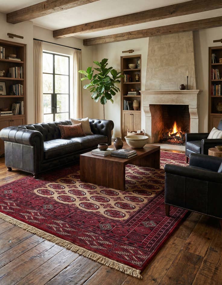 Detail image of 6' 6 x 10' 1  Hand Knotted Afghan Ersari Oriental Wool Rug