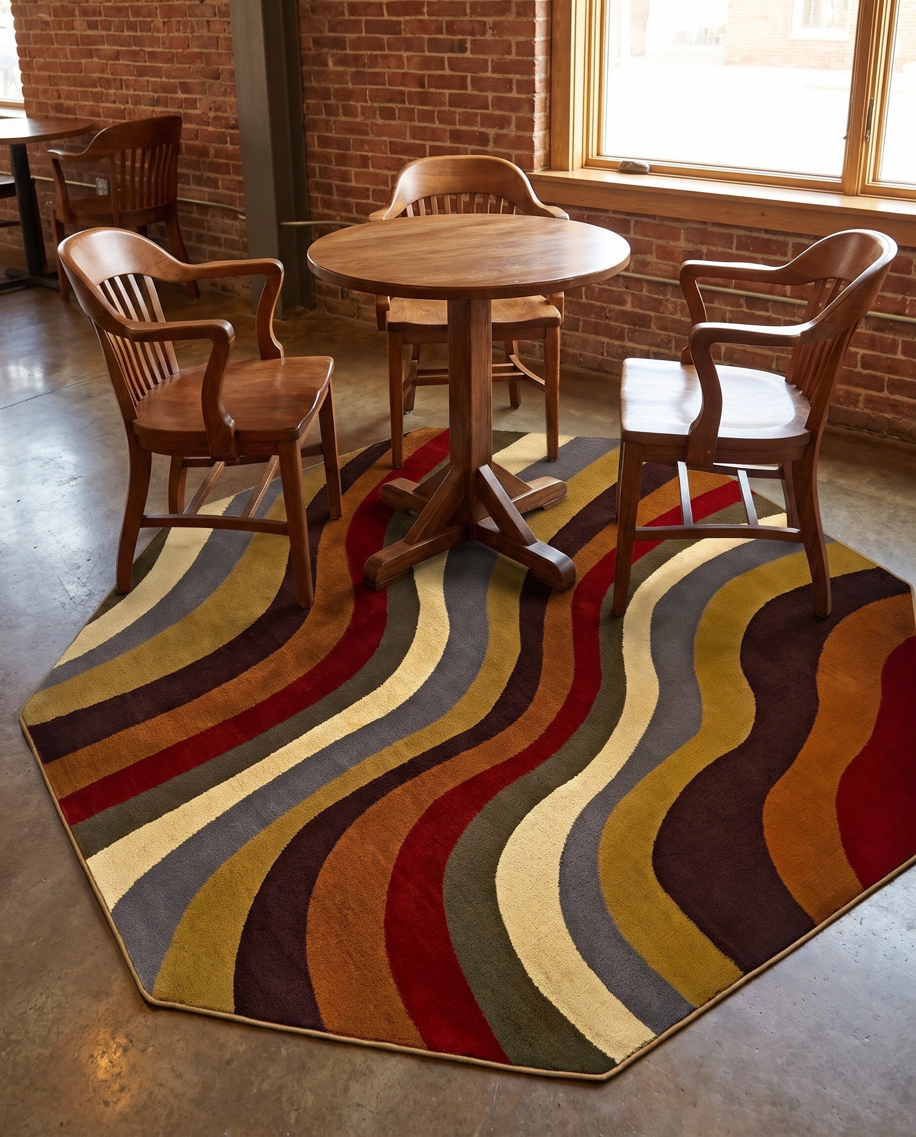 215cm x 215cm Café Alfombra octágono