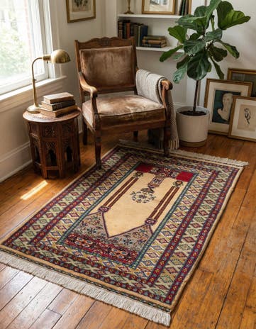 3' 1 x 4' 7 Hand Knotted Lahour Oriental Wool Rug