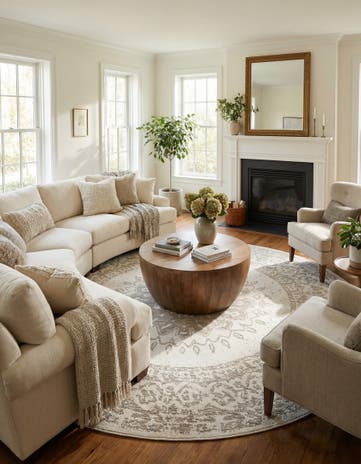 10' x 10' Easy-Clean Traditional Indoor / Outdoor Round Rug