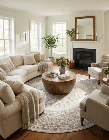 10' x 10' Easy-Clean Traditional Indoor / Outdoor Round Rug
