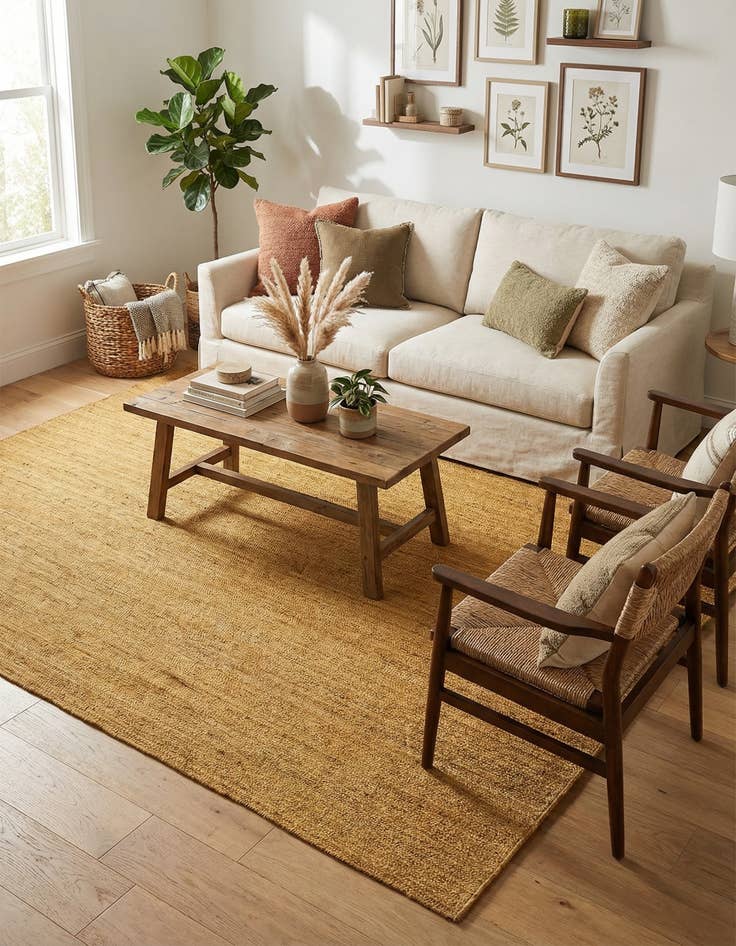 Detail image of 10' x 14' 1  Hand Braided Jute Rug