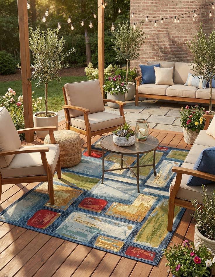 Detail image of 4' x 6'  Washable Modern Indoor / Outdoor Rug