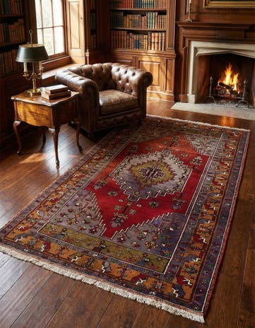 4' 3 x 8' 2 Hand Knotted Anatolian Wool Rug
