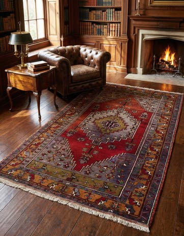 4' 3 x 8' 2 Hand Knotted Anatolian Wool Rug
