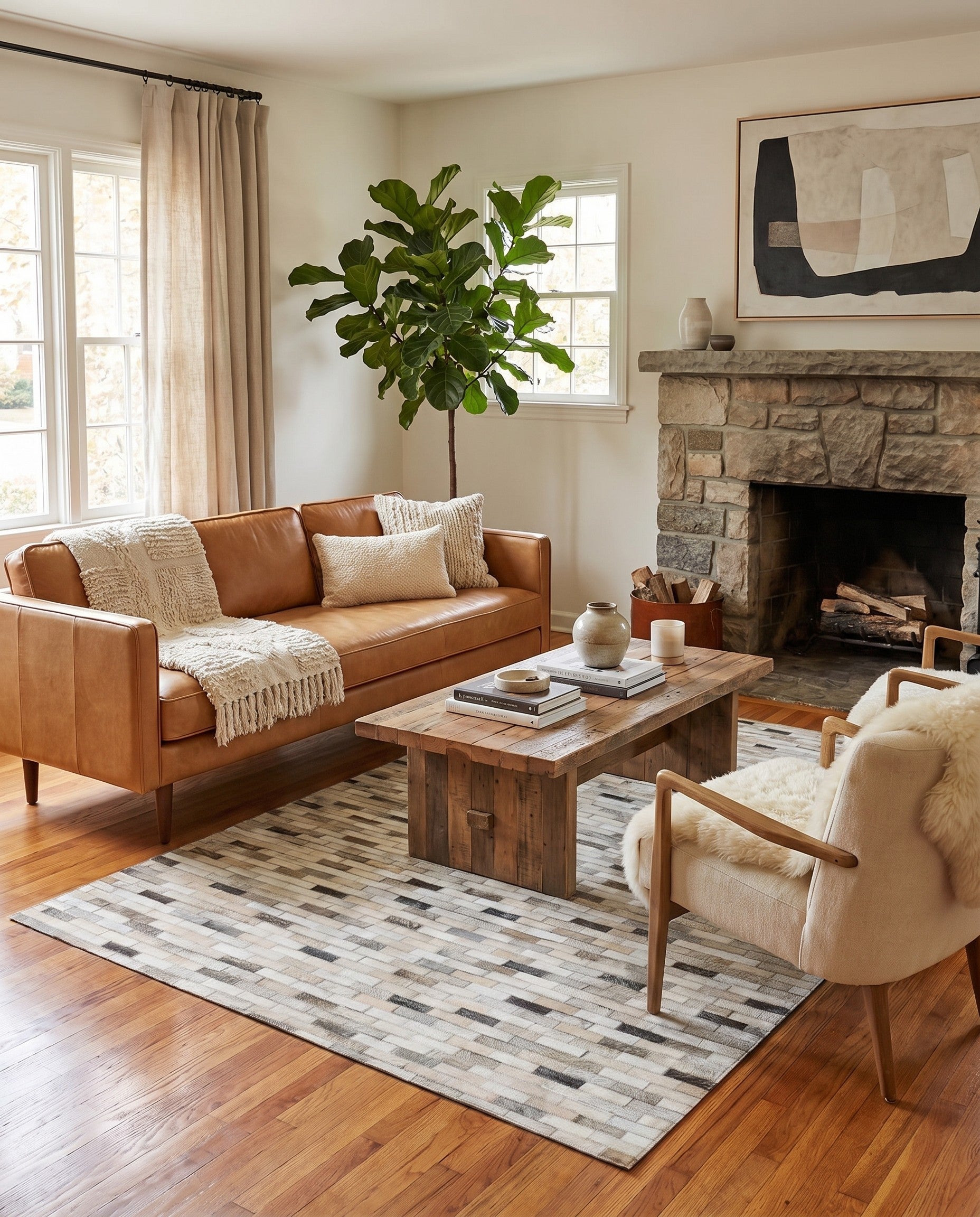 4' x 6' Cowhide Stocks Rug
