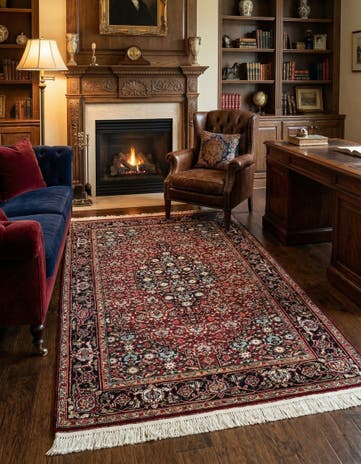 4' x 6' 1 Hand Knotted Hamedan Wool Rug