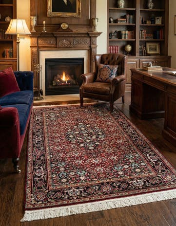 4' x 6' 1 Hand Knotted Hamedan Wool Rug