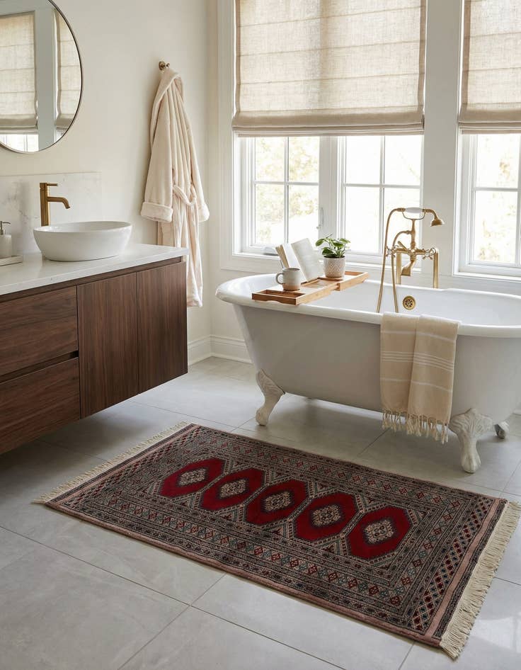 Detail image of 3' 1 x 4' 9  Hand Knotted Bokhara Oriental Wool Rug