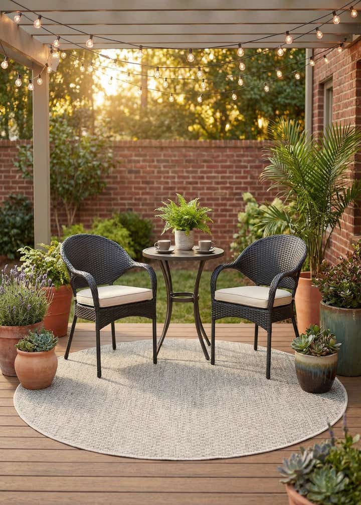 4' x 4' Easy-Clean Solid Indoor / Outdoor Round Rug