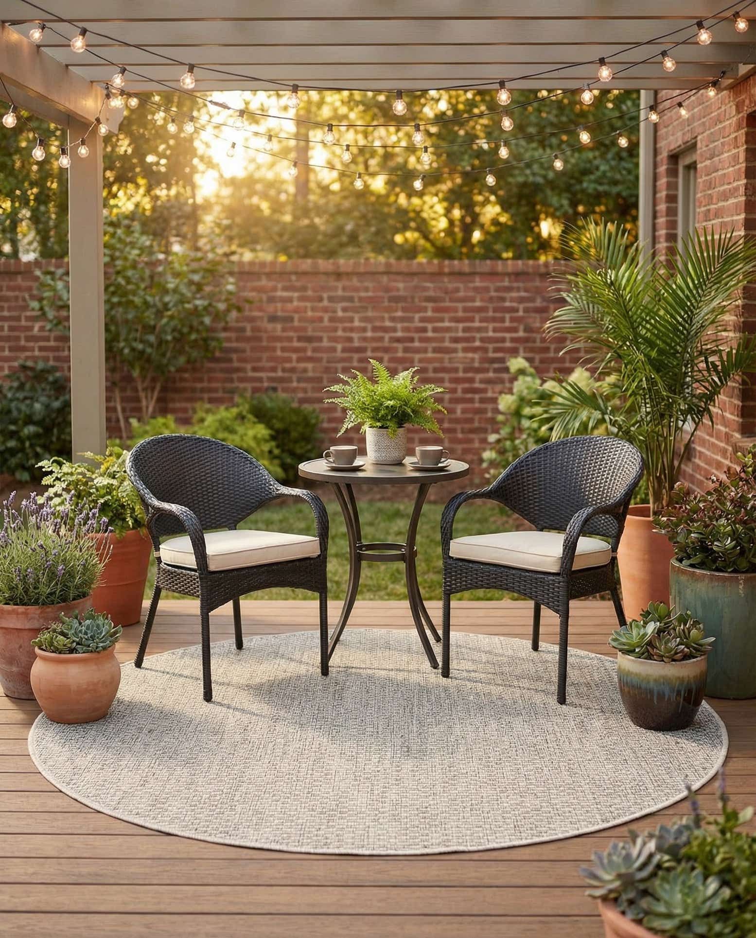 4' x 4' Easy-Clean Solid Indoor / Outdoor Round Rug