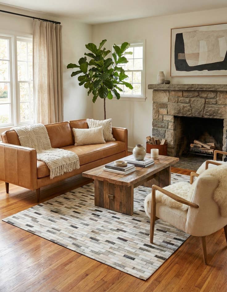 Detail image of  4' x 6' Cowhide Stocks Rug